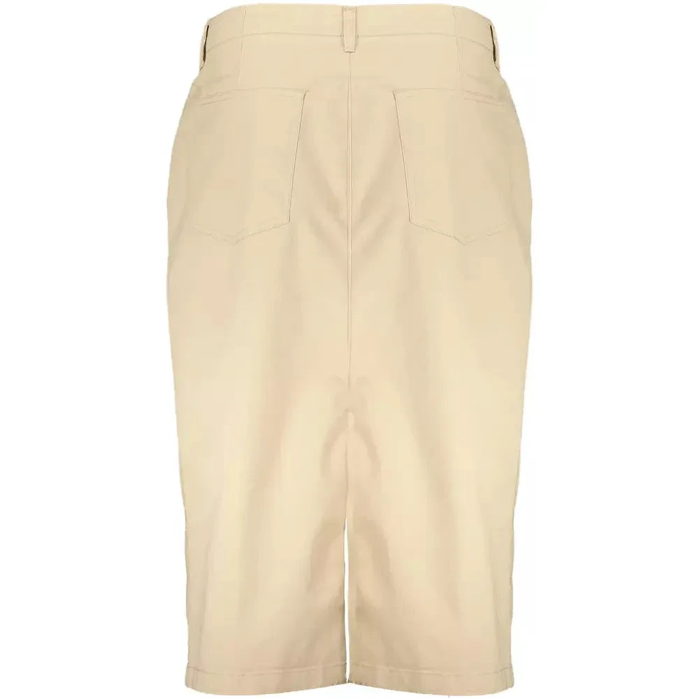 Chic Beige Longuette Skirt with Classic Button Detail