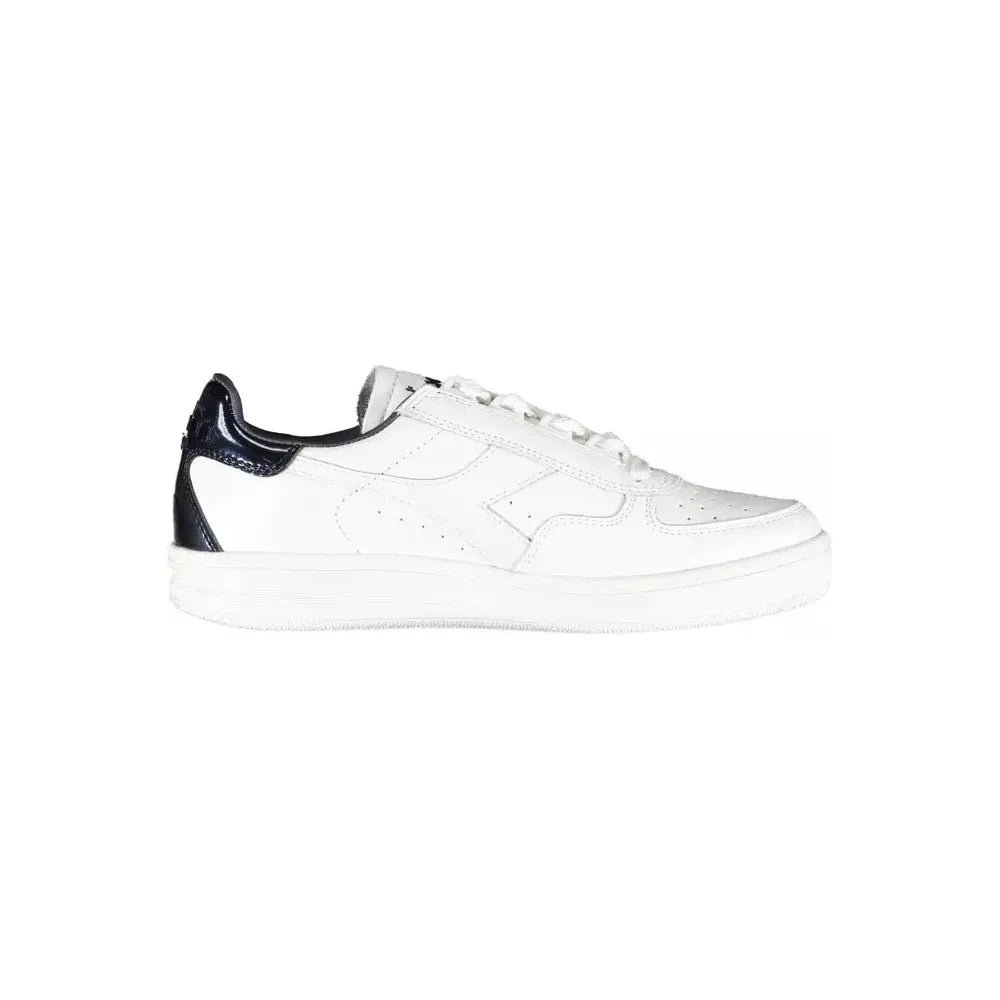 Elegant White Lace-Up Sneakers with Contrast Detail