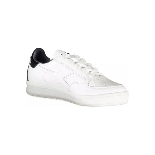 Elegant White Lace-Up Sneakers with Contrast Detail