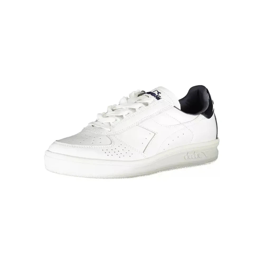 Diadora Elegant White Lace-Up Sneakers with Contrast Detail Diadora