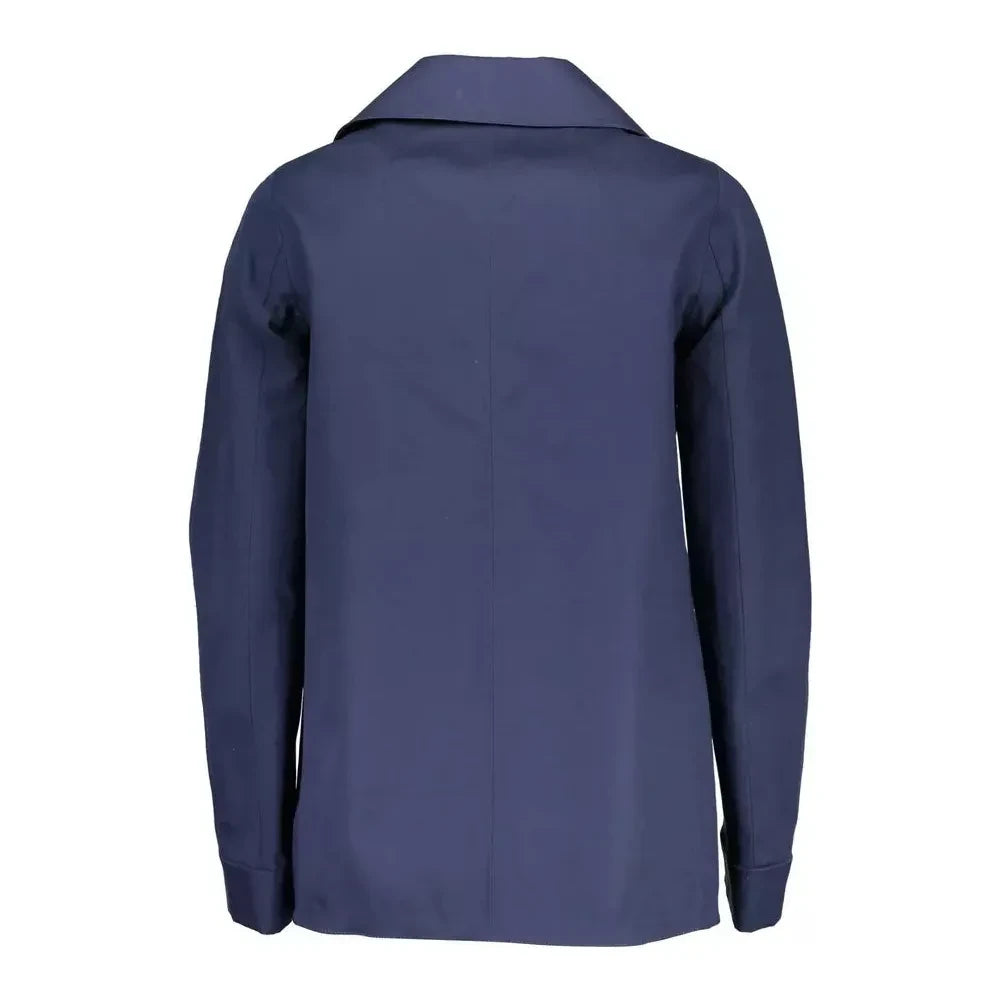 Chic Blue Cotton Sports Jacket with Logo Detail