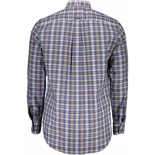 Elegant Blue Button-Down Cotton Blend Shirt