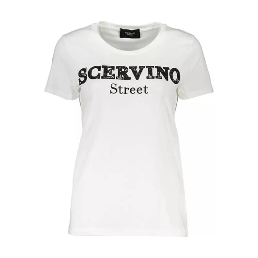 Scervino Street Chic White Tee with Contrasting Embroidery Detail Scervino Street