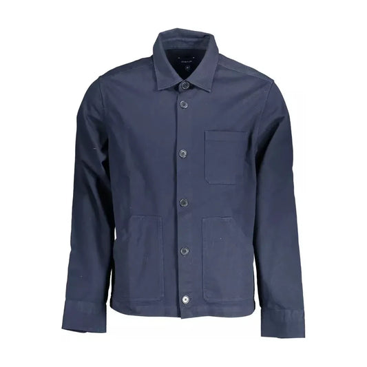 Elegant Long-Sleeved Blue Cotton Shirt