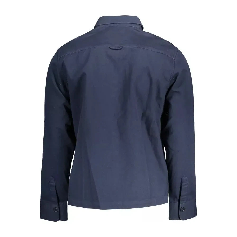 Elegant Long-Sleeved Blue Cotton Shirt