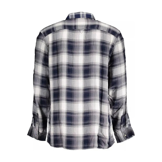 Chic Blue Viscose Long Sleeve Men's Shirt