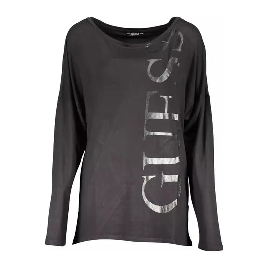 Guess Jeans Sleek Black Long Sleeve Logo Tee Guess Jeans