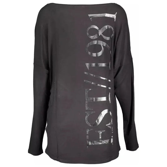 Sleek Black Long Sleeve Logo Tee Guess Jeans