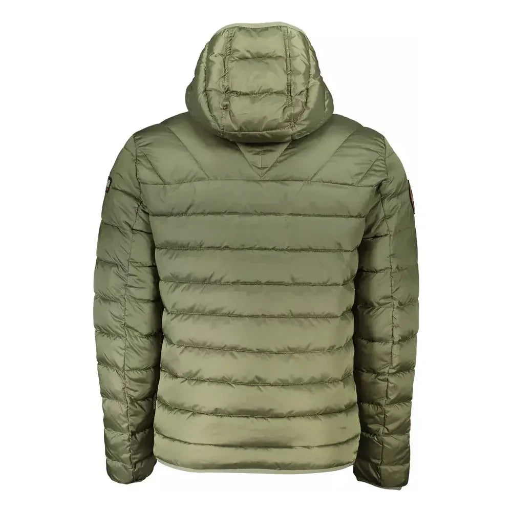 Sleek Polyamide Hooded Jacket in Green