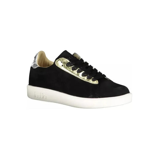 Elegant Black Leather Sneakers with Contrasting Details