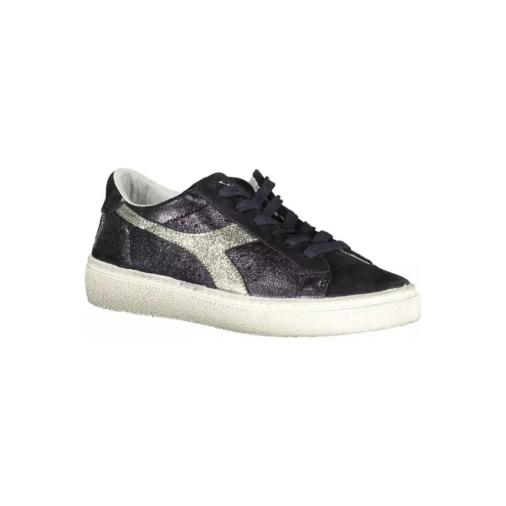 Elegant Black Lace-Up Sneakers with Contrasting Details