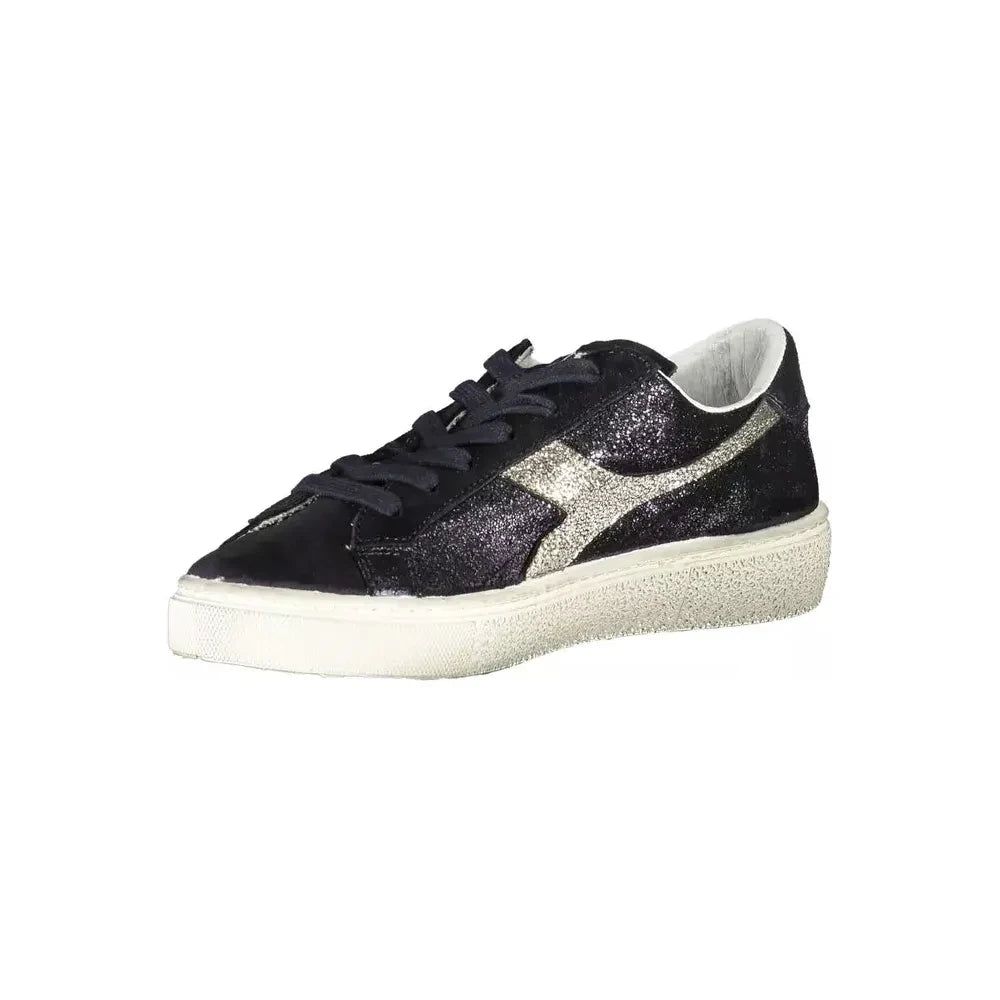 Elegant Black Lace-Up Sneakers with Contrasting Details