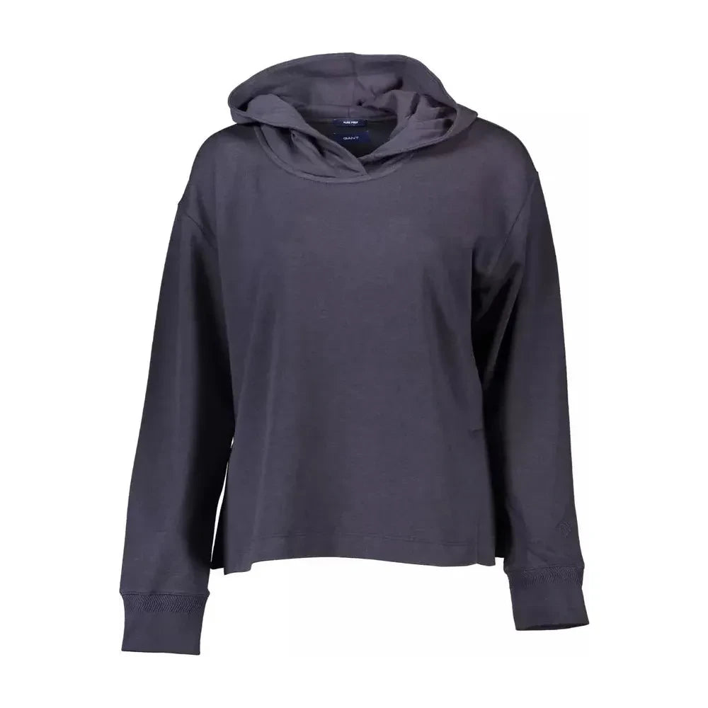 Chic Blue Hooded Sweatshirt with Side Slits