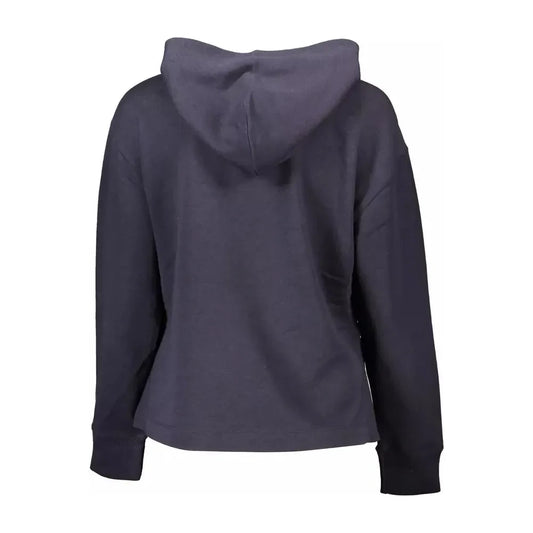 Chic Blue Hooded Sweatshirt with Side Slits