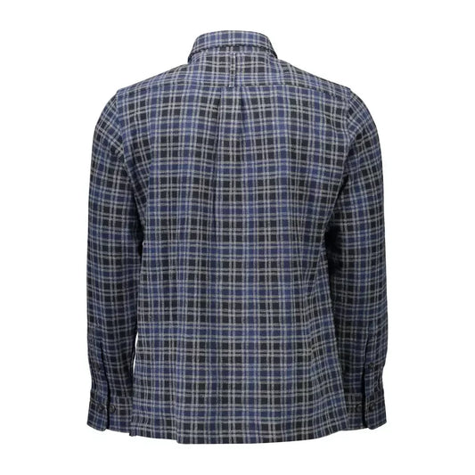 Elegant Long-Sleeved Blue Cotton Shirt