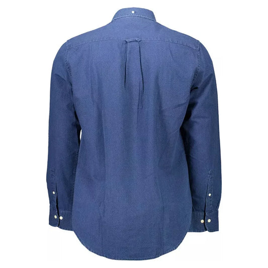 Blue Cotton Regular Fit Men's Shirt