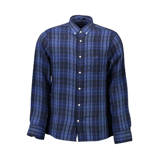 Elegant Blue Button-Down Cotton Shirt