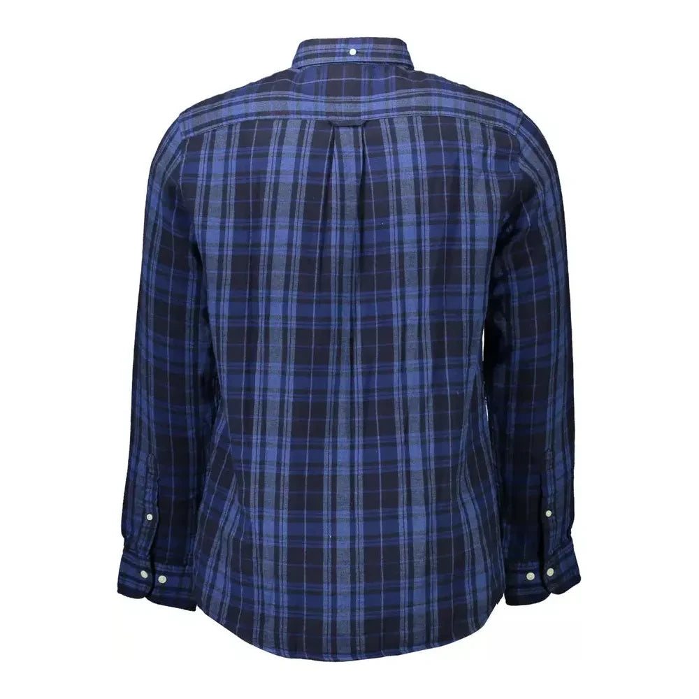 Elegant Blue Button-Down Cotton Shirt