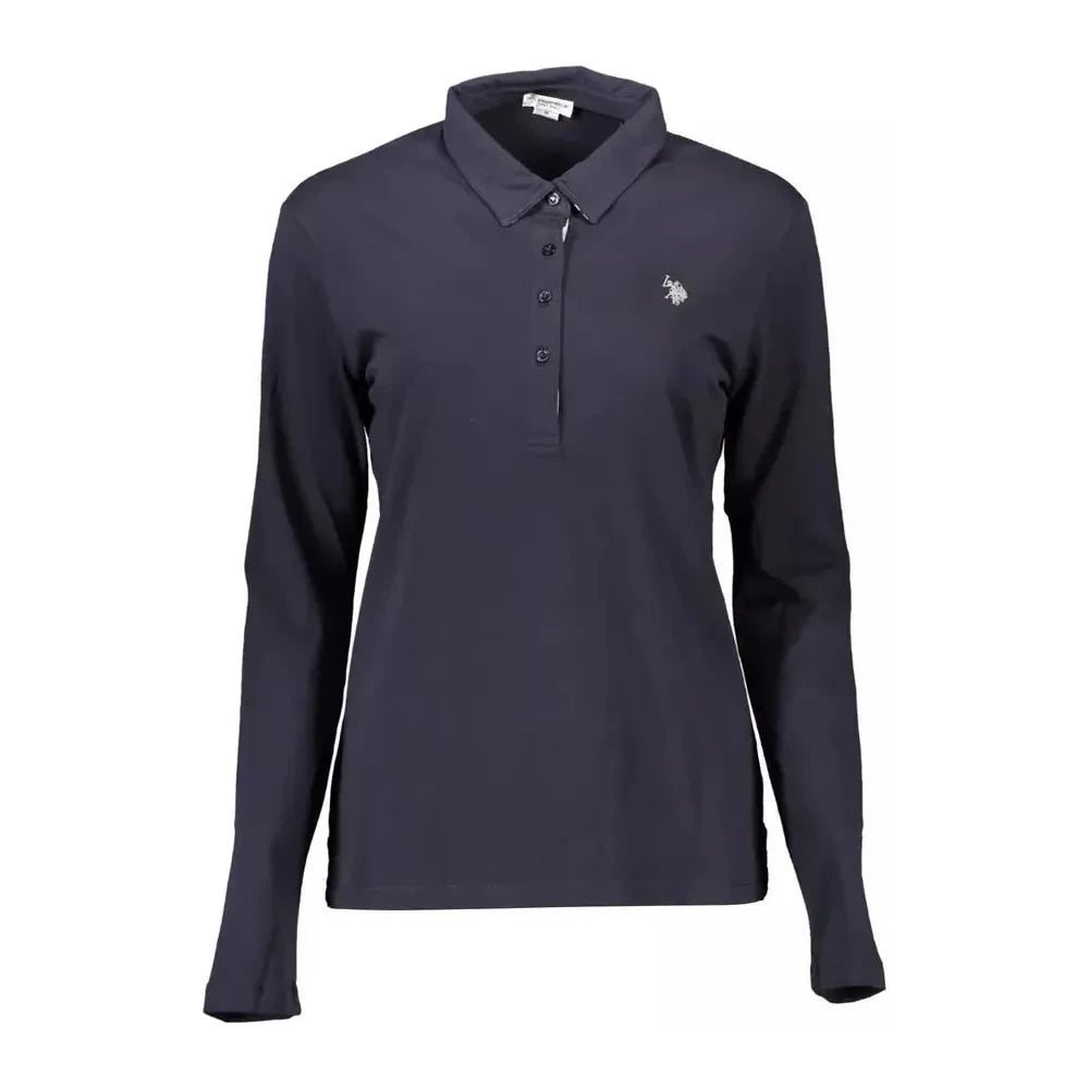 Elegant Long-Sleeved Blue Polo for Women