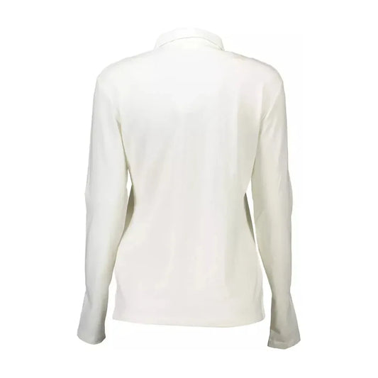 Elegant Long-Sleeved White Polo Shirt