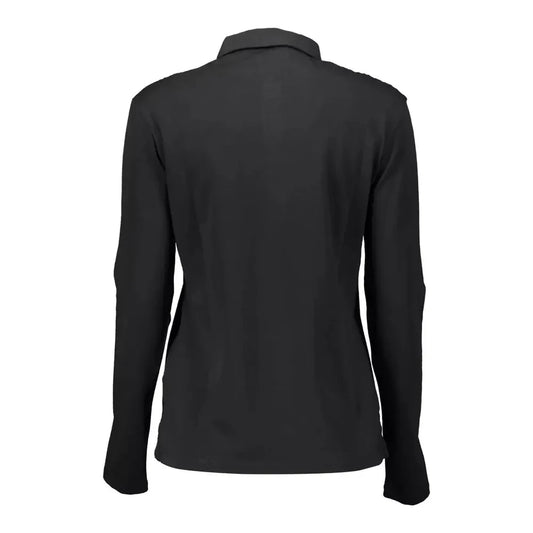 Chic Black Long-Sleeve Polo with Embroidery