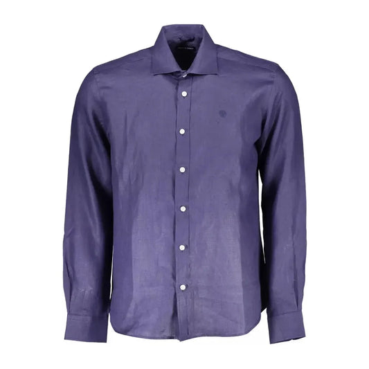 Elegant Blue Linen Long-Sleeve Shirt North Sails