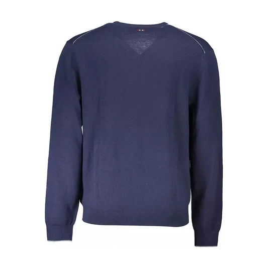 Elegant Blue Wool V-Neck Sweater Napapijri