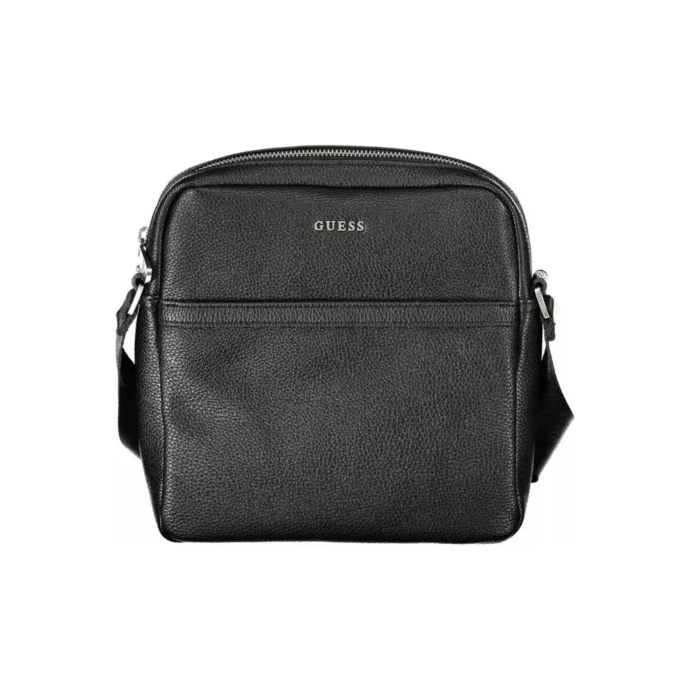 Sleek Black Shoulder Bag with Logo Detail