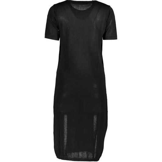 Chic Black Embroidered Short Sleeve Dress Cavalli Class