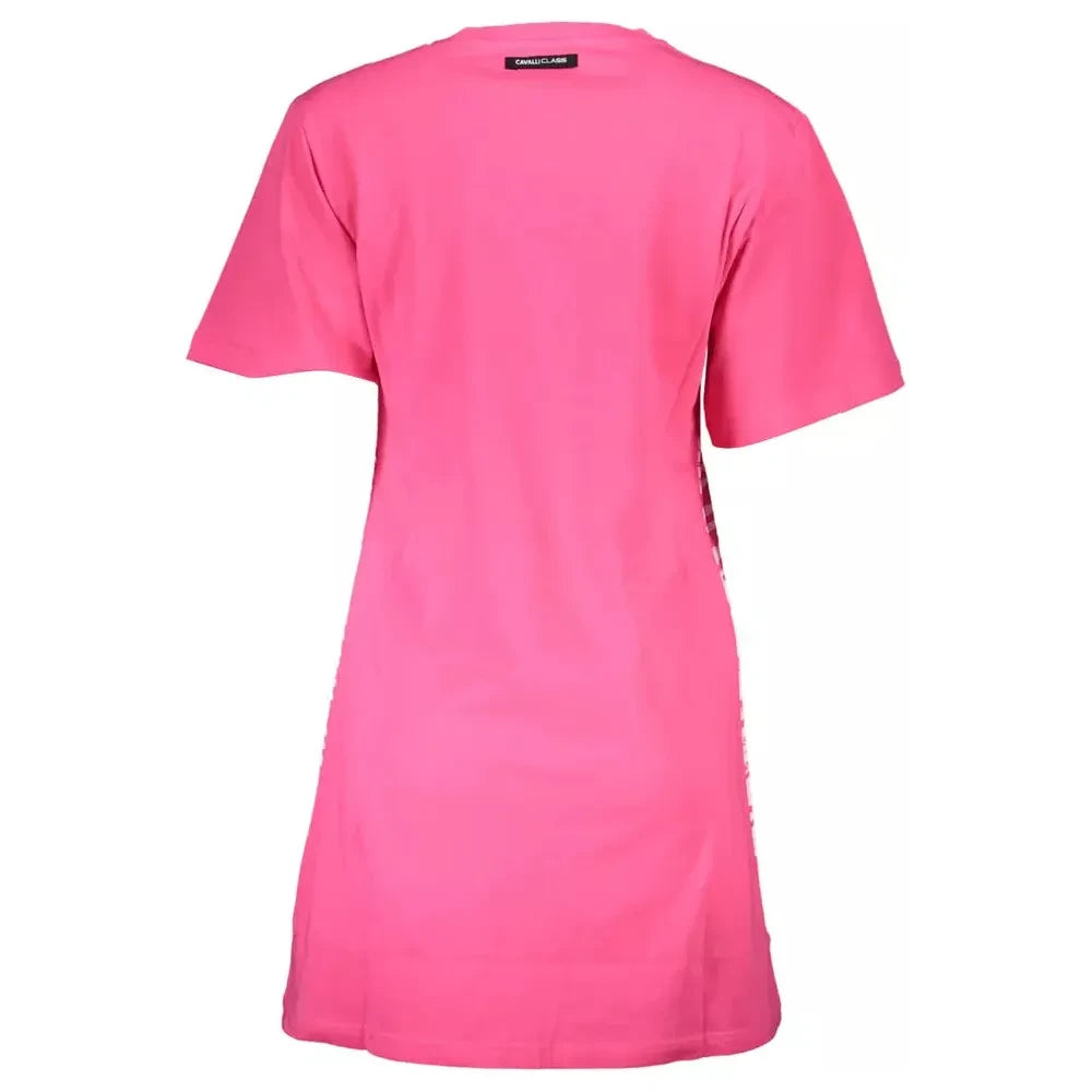 Chic Pink Print Short Sleeve Dress