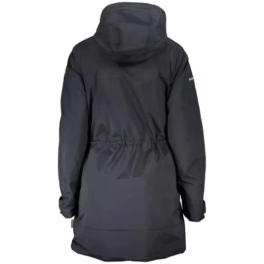 Chic Black Hooded Jacket with Logo Detail