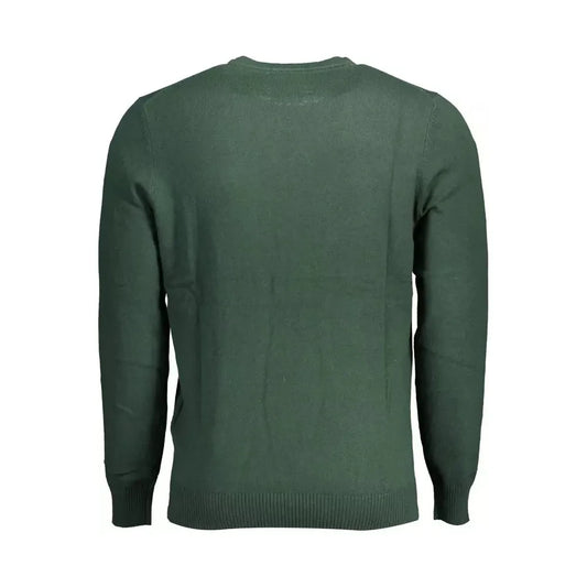 Elegant Green Cotton-Wool Blend Sweater