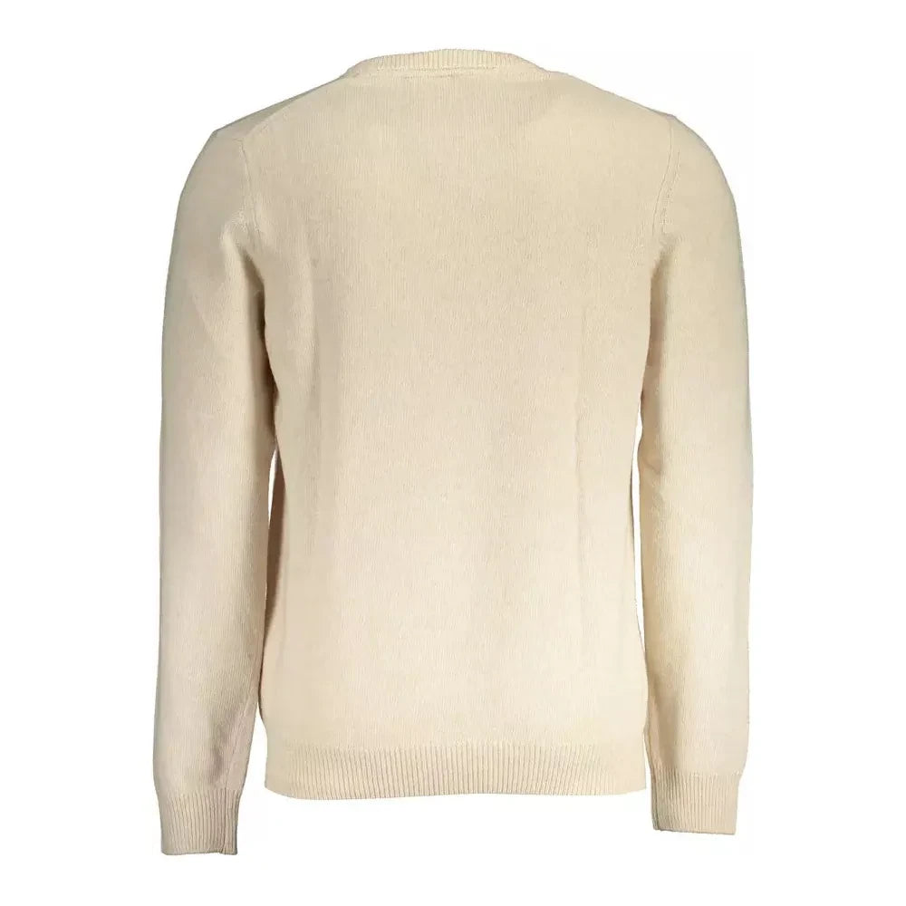 Beige Wool Blend Round Neck Sweater