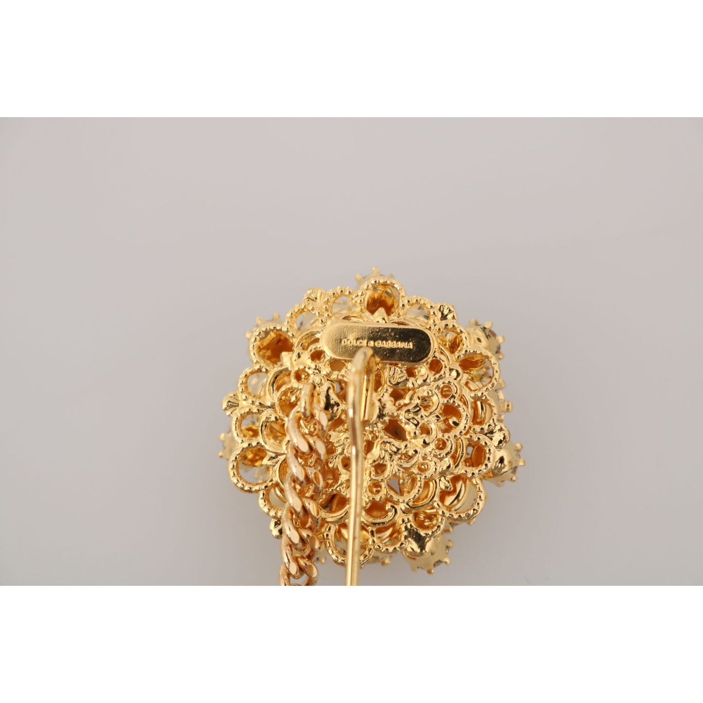 Dolce & Gabbana Exquisite Crystal-Embellished Gold Brooch Dolce & Gabbana