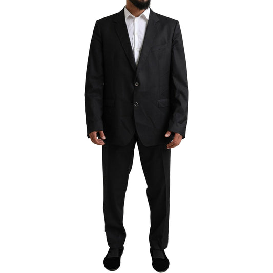 Elegant Black Virgin Wool Martini Suit