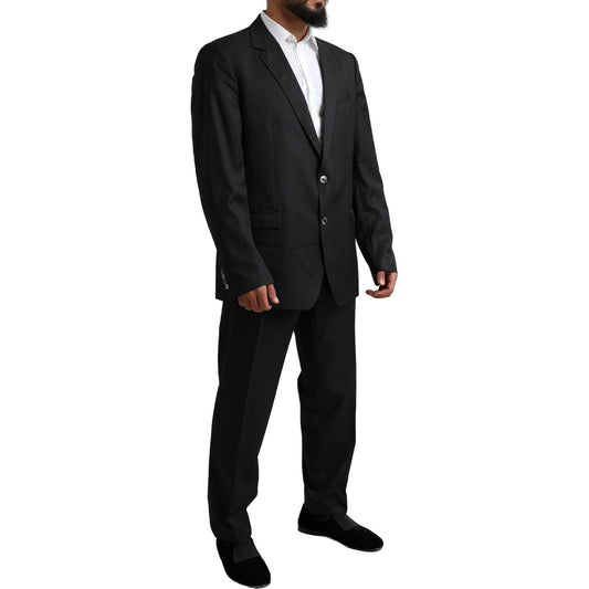 Elegant Black Virgin Wool Martini Suit