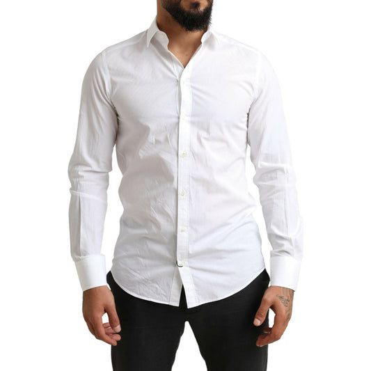 Elegant White Cotton Martini Dress Shirt