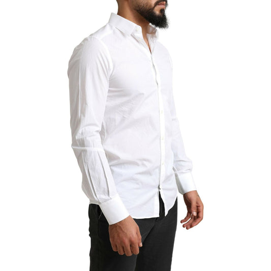 Elegant White Cotton Martini Dress Shirt