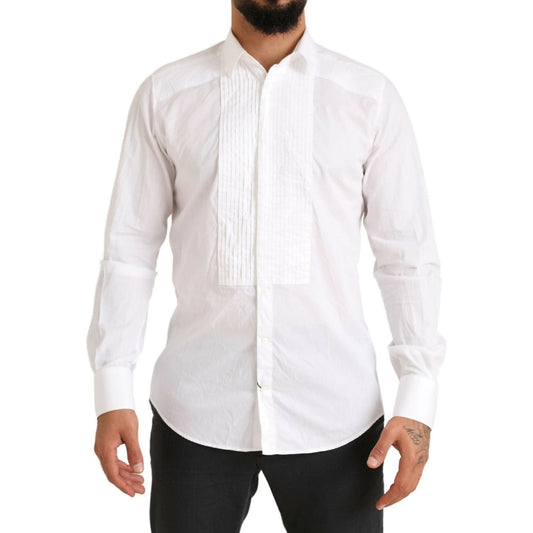 Elegant White Slim Fit Cotton Dress Shirt