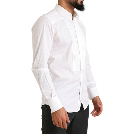 Elegant White Slim Fit Cotton Dress Shirt