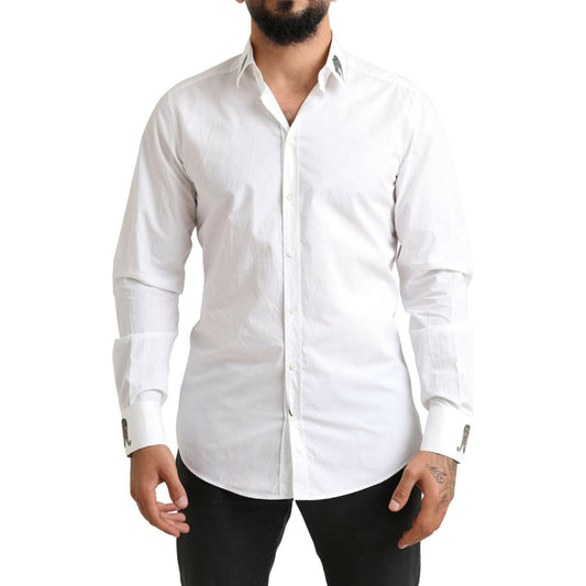 Italian Elegance Slim Fit White Cotton Shirt Dolce & Gabbana