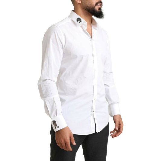 Italian Elegance Slim Fit White Cotton Shirt Dolce & Gabbana