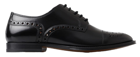 Dolce & Gabbana Elegant Black Leather Oxford Wingtip Shoes Dolce & Gabbana