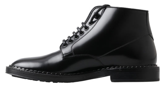 Dolce & Gabbana Elegant Black Leather Men's Boots Dolce & Gabbana