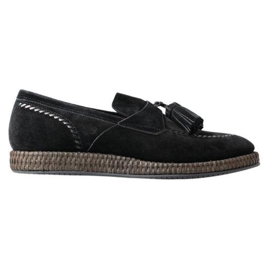 Elegant Black Suede Espadrilles Sneakers