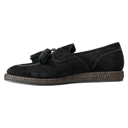 Elegant Black Suede Espadrilles Sneakers