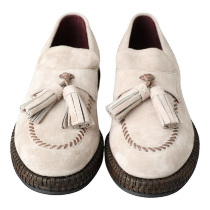 Dolce & Gabbana Ivory Suede Leather Men Espadrille Shoes