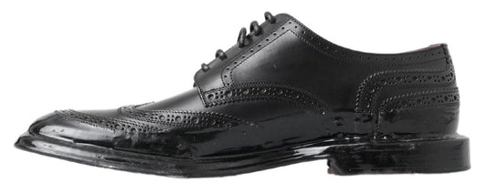 Dolce & Gabbana Elegant Black Leather Derby Shoes Dolce & Gabbana