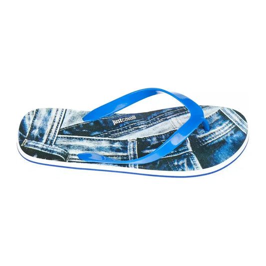 Just Cavalli Trendy Light Blue Flip Flops for Men Just Cavalli