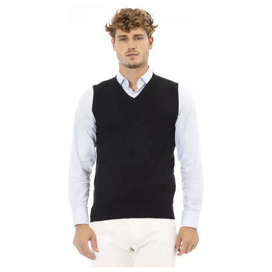 Elegant V-Neck Vest in Fine Rib Knit